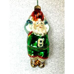 Basketball Santa Claus Christmas Ornament Blown Glass Unique Treasures Marked